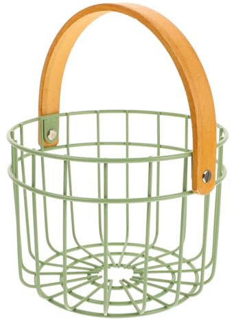 FONDOTIN cesto di uova cestino per uova per raccogliere uova fresche cesto di cornucopia cestino per la raccolta delle uova Porta di uova di gallina Portauova ferro da stiro Verde