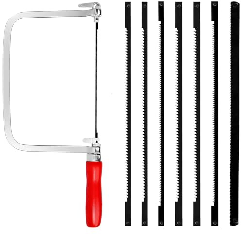 Scie à chantourner avec 7 lames de scie à chantourner - Scie fine rotative à 360 ° - Scie manuelle pour métal et bois - Coupe précise
