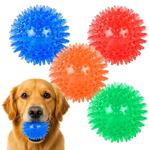 Greacesrio Set di 4 Palline per Cani, indistruttibili, da masticare, per cuccioli di piccola e media taglia, per pulire i denti e allenarsi, giocattolo galleggiante da piscina