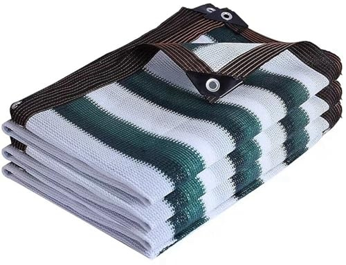 Red de sombra de polietileno de alta densidad de 12 pines anti-UV para jardín, balcón y exteriores, red de sombra para plantas suculentas, piscinas y cubiertas de coche (blanco/verde oscuro, 4 x 4 m)