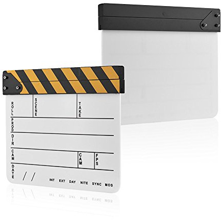 Akozon Ardoise de Film en Acrylique avec Bois coloré, pour la Fabrication de Films et de Télévision, Blanc (tableau blanc)