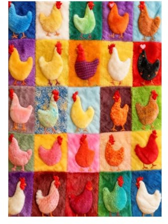 TYUIOP Bezaubernde Hühner-Fleecedecke, Ultra Weiche & Flauschige Allseason-Kuscheldecke mit Buntem Patchwork-Huhn Motiv für Sofa, Bett, Auto & Picknick, 150x200 cm (A)