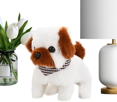 Cucciolo robot interattivo, giocattolo elettrico per camminare, cane di peluche che abbaia con materiale morbido, simpatico animale domestico elettronico per funzioni divertenti, cane giocattolo dal