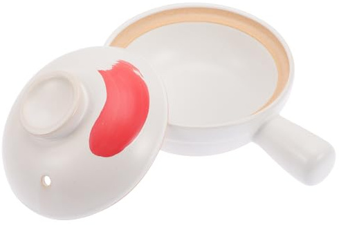 HOODANCOS Pentola in Terracotta con Manico, Casseruola Multifunzionale in Ceramica per Stufati e Zuppe, Pentola per Zuppa di Riso Domestica, Adatta per Cucina a Gas, Riscaldamento Uniforme