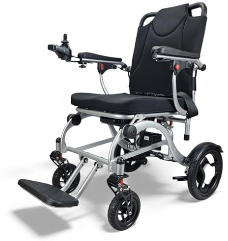 Featherlight 16kg Lightweight Electric Wheelchair Folding with Brushless Motors Compact Aluminium Powerchair Travel by Free To Be Mobility Equipment (Silver)
