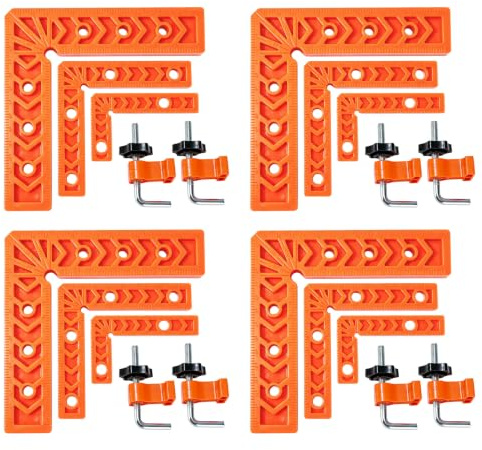 Lot de 12 équerres de positionnement à 90 degrés en plastique, 7,6 cm, 10,2 cm, 15,2 cm, 90 °, multifonctions, pinces à angle droit, tendeurs d'angle pour outils de charpentier, pour le bricolage