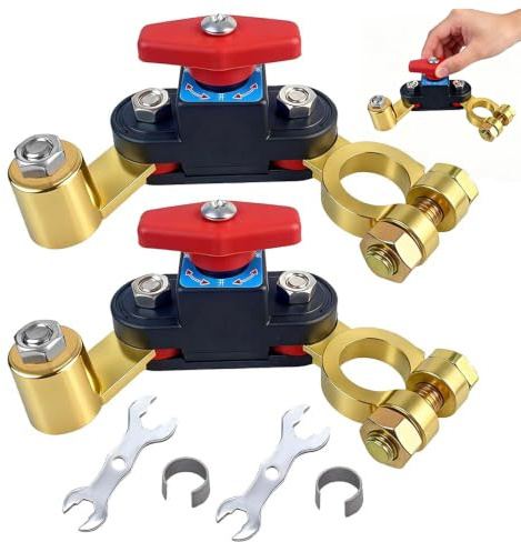 HOVCEH 2 Stück Batterie trennschalter 12v, 12-24 V Batterieschalter, Batterie Trennschalter Auto, Autobatterie Trennschalter aus Hohe Leitfähigkeit, Batterie Schalter für Boot, Wohnmobil, Autozubehör