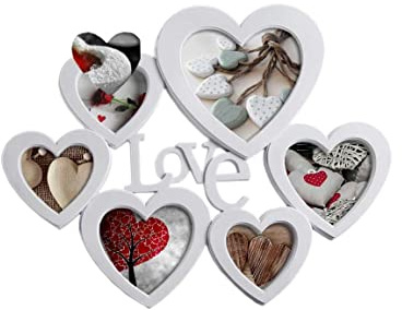 CORNICE DA PARETE LOVE 6 CUORI BIANCA IN PLASTICA