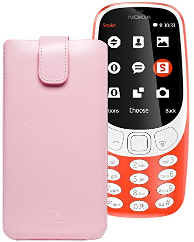Original Favory Etui Tasche für Nokia 3310 (2017) | Leder Etui Handytasche Ledertasche Schutzhülle Case Hülle Lasche mit Rückzugfunktion* in rosa