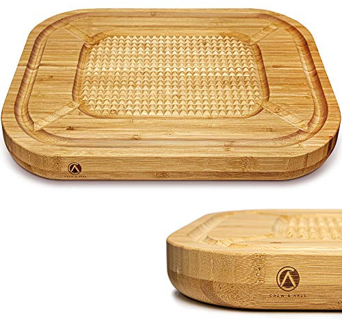 Cutting Board for Meat Thick Large Heavy Carving Board with Juice Groove, Butcher Block & Chopping Board Wooden Bamboo Board - Great for Steaks Chops Chicken Lamb Pork Beef