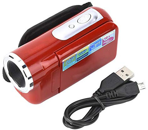 Maranon Caméra vidéo caméscope, 2 Pouces TFT LCD Sceen Vlogging caméra enregistreur HD numérique 16X Zoom caméscope avec Micro USB pour Enfants (Rouge)