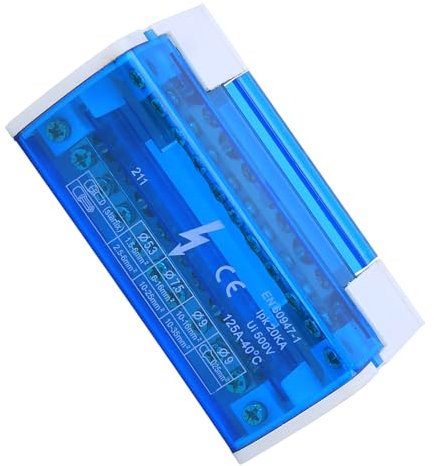 Hyuduo Regleta de Bornes con Tornillo para Carril DIN, Caja de Conexiones Eléctrica Monofásica de 2 Niveles con Cubierta de Polvo Transparente