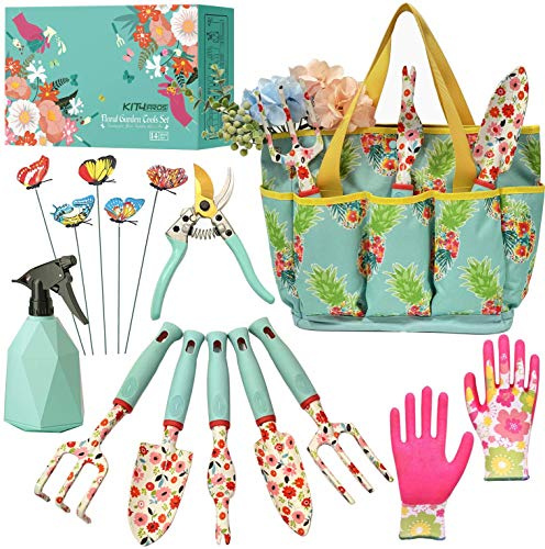 Kit4Pro s Kit d'outils de Jardin Floral, Cadeaux de Jardinage pour Femme, Anniversaire, kit d'outils très résistants, Organisateur de Sac fourre-Tout, Feuilles de pressage, Gants de Jardinage,