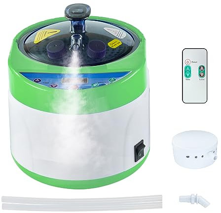 ZONEMEL Olla de vapor de sauna con control remoto de 4 L, generador para sauna de vapor con caja de hierbas, interior de acero inoxidable, máquina de spa con pantalla de temporizador para