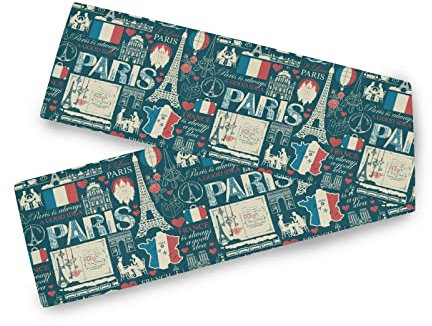 Tischläufer im Vintage-Design, Motiv: Frankreich, Eiffelturm, hitzebeständig, rutschfest, für Kindergeburtstag, Party, Hochzeit, moderne Tischdekoration, 178 cm lang