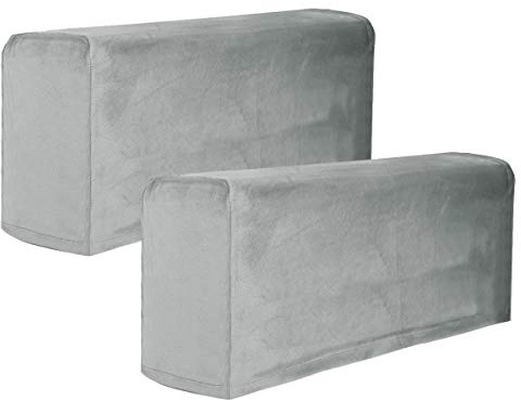2Pcs Light Grey Armrest Covers, Washable Stretch Couch Arm Covers Couch Sofa Armchair Slipcovers for Chairs Sofa Furniture Protector Recliner Sofa