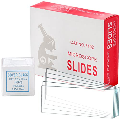 ZENFUN 300 Stück Objektträger und 300 Stück 22x22mm Deckgläser, Transparente Objektträger aus Mikroskopglas Vorgereinigte Leere Glasobjektträger Kits für Die Biologische Grundausbildung