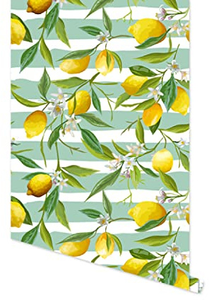 Dostear Klebefolie MöBel Wandtapete 3dtapete Self Adhesive Wallpaper Folie Selbstklebende GroßE Vinyl GläNzend Tapeten FüR KüChentapete Abwaschbar Gelbe Zitrone I 45cm X 300cm