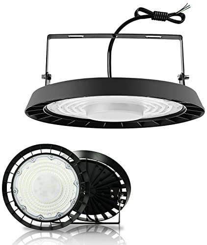 Jefedana UFO High Bay Lumiere 100W, LED High Bay Light Blanc Froid 6000K, Ultra-Mince IP65 Étanche UFO Projecteur LED 10000LM Spot Eclairage de Plafond, pour Entrepôt, Usine