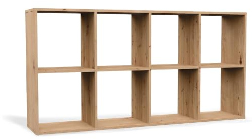CDF Bücherregal mit 8 Fächern Würfelregal offenen Würfeln für Wohnzimmer | Studio 2x4 Regal Stufenregal Ordnungssystem für Bücher Deko Fotos Arbeitszimmer Flur Eiche Artisan 30x147x75 cm