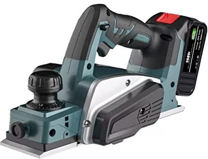 Rabot électrique Rechargeable 18V 15000RPM, Outil de Coupe de Bois portatif sans Fil avec clé for Batterie 18V YIJIAN (Color : Two Battery)