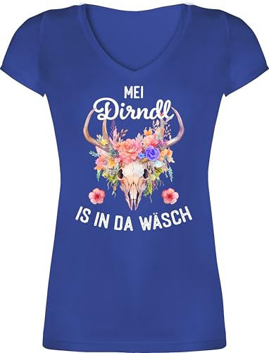 Shirtracer - T-Shirt Damen V Ausschnitt - Kompatibel mit Oktoberfest - MEI Dirndl is in da Wäsch