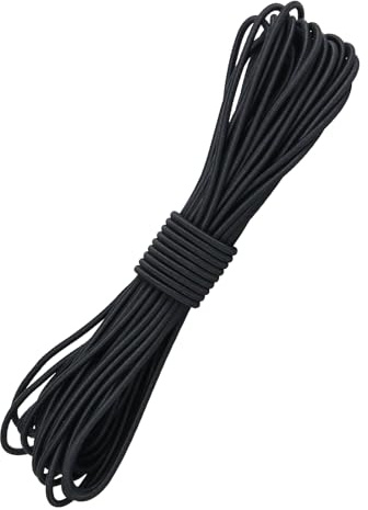 Corda Elastica Resistente 3 mm X 12 m, Nero Corde Elastiche Cordino Elastico Cavo Elastico per Bagagli, Campeggio, Kayak, Lacci per Scarpe, Artigianato, Progetti Fai Da Te (Nero, 3MM X 12M)