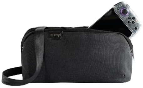 CRKD Gear Bag Schutzhülle – Gaming-Tasche kompatibel mit Nitro Deck/Steam Deck/PlayStation Portal/Nintendo Switch Zubehör, Anthrazit/Schwarz, gepolsterte Softshell-Hülle mit verstellbarem Riemen