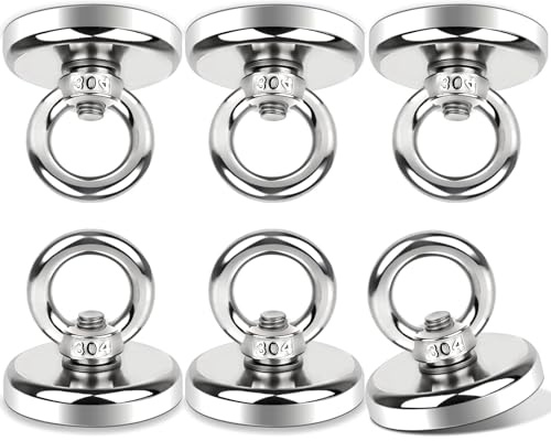 Dawumin Neodym Magnete mit Loch, 80kg Neodym Magnet Extra Starke Magnetfischen, Runde Starkmagnet Magnet Hake Magnete, Multifunktions Magnet für Geeignet Angeln, Zuhause, Werkstätten(5PC-48mm)