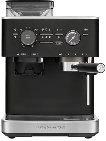 KitchenAid Cafetera Espresso con Molinillo Integrado Negro acero fundido