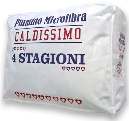 Home Tresor Piumino 4 Stagioni, Piumone Singolo Doppio Autunnale Invernale Caldo e Soffice in Fibra Imbottito mod. JEFF 1 Piazza 155x200 cm. - Bianco