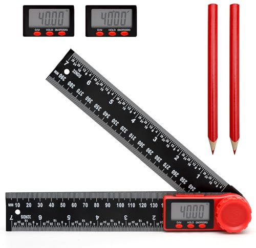 HENGBIRD 2 In 1 Winkelmesser Digital 360° Multi Winkellehre mit Lcd Anzeige Hold und Feststell Funktion Digitaler Winkelmesser für Holzbearbeitung Messung und Maschinenbau 200 Mm/7.8 Zoll