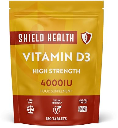 Vitamin D3 4000 IU Tablets – High Strength Vitamin D Supplement for Immune, Bone & Muscle Support – 180 Tablets