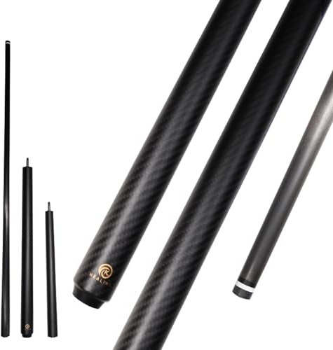 OKHEALING Carbon Fibre Billardqueue, 147cm, 12.9mm, für Amateur und Profi Billardspieler (mit Handschuhen und Aufbewahrungstasche) (E3-Matt)