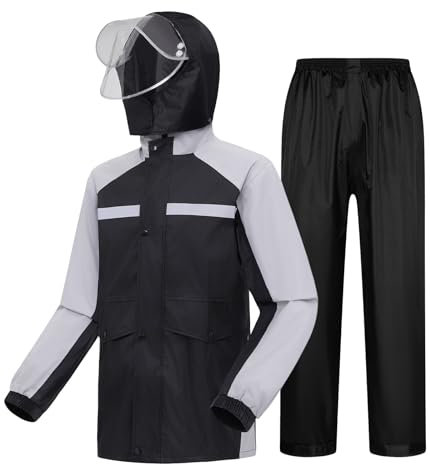 Taoyoule Regenmantel und Hose für Herren Wasserdichte Regenjacke und Hose Profi Regenkleidung Regenanzug Angelbekleidung