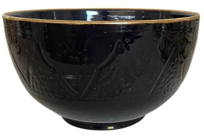 Générique SULTANAMA Bol Or 12 Carats Gravées en Céramique avec Dorur e- LOT DE 2 - Ø 10cm ou 12cm - Artisanat de Luxe - Table de Fêtes - Noël - Ramadan (Noir, 10cm)
