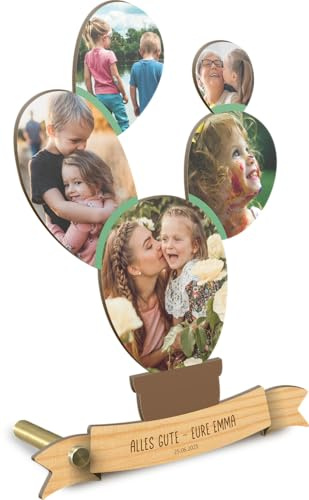 NAP Kaktus Geschenk personalisiert - Foto Geschenk Holzbild - Kaktus Geschenke für Männer, Frauen und Kinder, Geburtstagsgeschenk, Fotomosaik