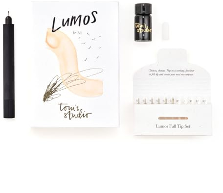 Tom's Studio Lumos Mini stylo fin polyvalent et rechargeable dans un emballage de poche | Livré avec 11 pointes et un réservoir d'encre 2,5 (noir)