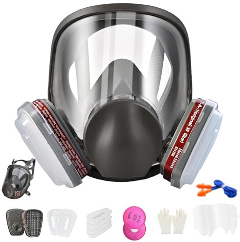 Mascarilla de gas reutilizable de cara completa 6800 con filtros 6001 y 2091, conector de bayoneta, sello facial de silicona, máscaras antipolvo para pintura, lijado, carpintería, soldadura
