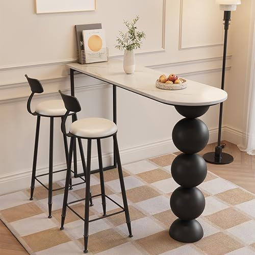Industrieller Frühstückstisch, Rechteckiger Sofa-Konsolentisch, Kreativer Rockboard-Esstisch, Kücheninseltisch, Kleiner Küchenbar-Esstisch – Kein Hocker, Minimalistisch Dekoriert(Nero,100x50x105cm/39*