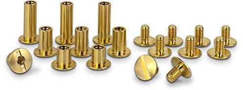 PrecisionGeek Vis à tête CNC de qualité supérieure de 6 à 7 mm en laiton - Rivets à tête bombée - Rivets à vis Chicago avec diamètre de tige de 5 mm - Rivets livre à visser