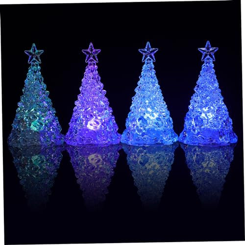 Amosfun Luci Notturne Per Albero Di Natale a Led, Lampade Da Comodino Luce Soffusa, Decorazioni Natalizie Scintillanti Per Camere Da Letto Set Da 4 Pezzi