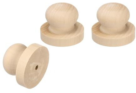 PATIKIL 50mm Stempel Holz Runder Griff, 3 Stück Holz Knöpfe Stempelhalter Schubladen Griffe für Stempelherstellung DIY Basteln Scrapbooking, Braun