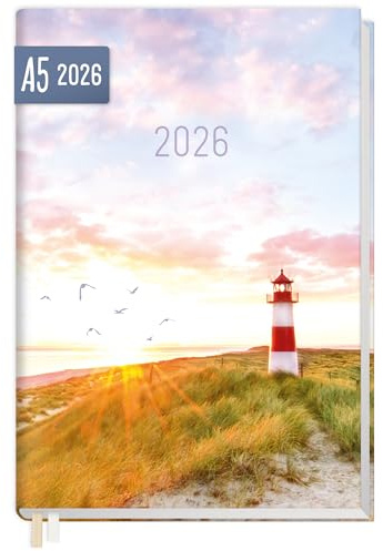 Häfft® Chäff-Timer Classic Kalender 2026 A5 Leuchtturm | Buchkalender, Terminplaner, Terminkalender, Wochenplaner für 12 Monate: Jan. 26 bis Dez. 26