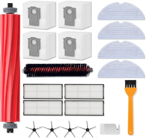 20 Stück Zubehör Für Roborock S7 Maxv Ultra Roborock S7 Zubehörset Pro Ultra, 1 Hauptbürste, 1 Selbstreinigende Bürste, 4 Wischtücher, 4 Filter, 4 Seitenbürsten, 4 Staubbeutel für Roborck S7