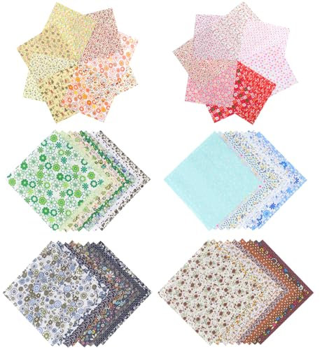 50 Stück Patchwork Stoffe Paket, 20 x 20 cm Stoffe Zum Nähen Kinder, Bunt Blumenmuster Stoffreste zum Nähen, Quadrate Fabric, Baumwollstoff für DIY Handarbeiten Kleidung