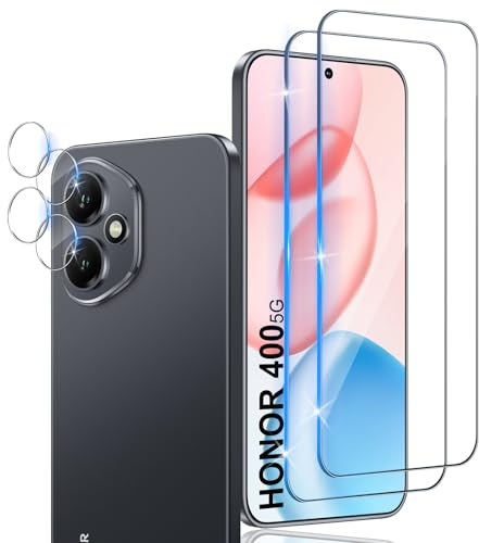 Xunzii Pellicola Vetro Temperato per Honor 400, con Protezione Lente Fotocamera, 0,33mm Ultra Trasparente [Durezza 9H Anti Graffi] Protezione Schermo Pellicola Protettiva