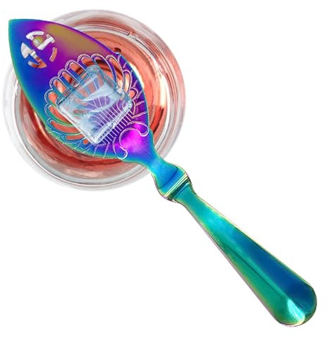 Stainless Steel Slotted Spoon, Absinthe Smelly Holder - Rotating Spoon, Absinthe Spoon with Hollow Design Sugar Cubes, with Hollow Design Sugar Cubes, Drinking Leaf Cocktail Cup, Service Spoon