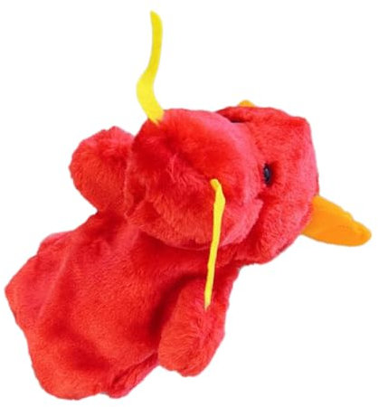 Garneck Kuschelige Drachen-handpuppe Aus Plüsch Interaktive Rollenspiel-handpuppe Für Junge Mädchen Niedliches Cartoon-Tier Für Geschichtenerzählen Und Fantasievolles Spielen Rot