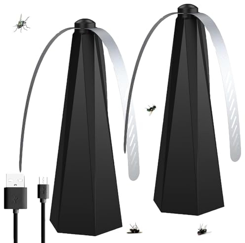 REGAPOG Fliegenwedler Usb Aufladbar- Fliegenvertreiber, Fliegenabwehr Outdoor, Fliegenwedel FüR Den Tisch Oder Zum AufhäNgen - Tischventilator Gegen Fliegen - FüR Camping Oder Restaurants (2)